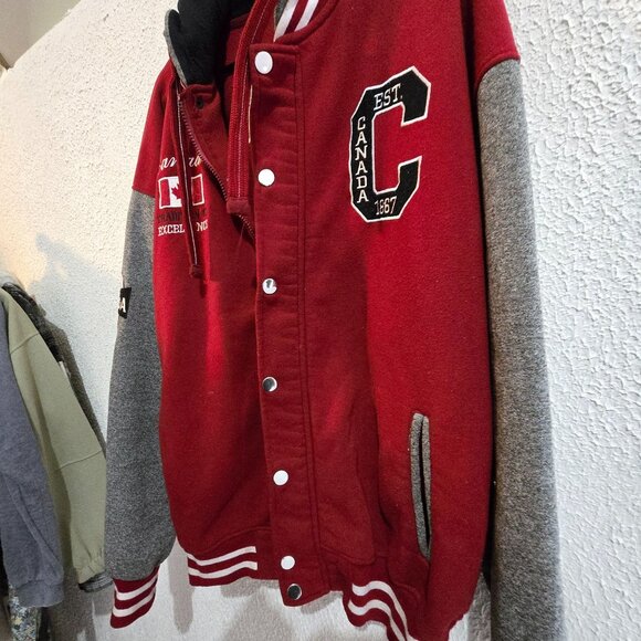 Canadian Vintage Red & Grey Varsity Jacket Size XL Tall Canada Embroidered - Picture 8 of 11